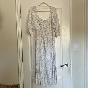 Floral smocked sundress with puff sleeve